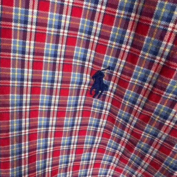 Polo Ralph Lauren Button Down Shirt Collared Plaid Red Blue White Yellow Men’s L - Picture 5 of 13